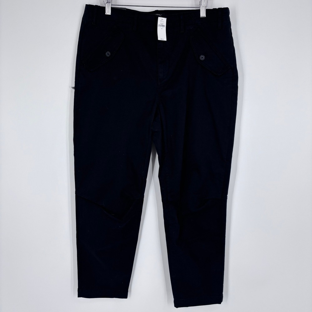 Banana Republic Authentic Chino Pants Women 12 Black Utility Tapered Ankle